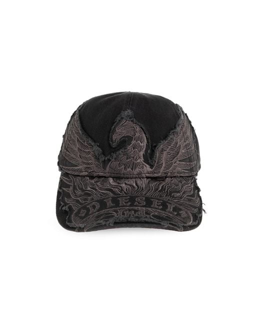 DIESEL Black Cap With Visor 'C-Phenix' for men