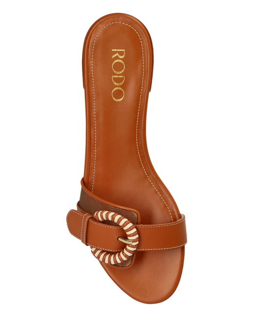 Rodo Brown Leather Slides