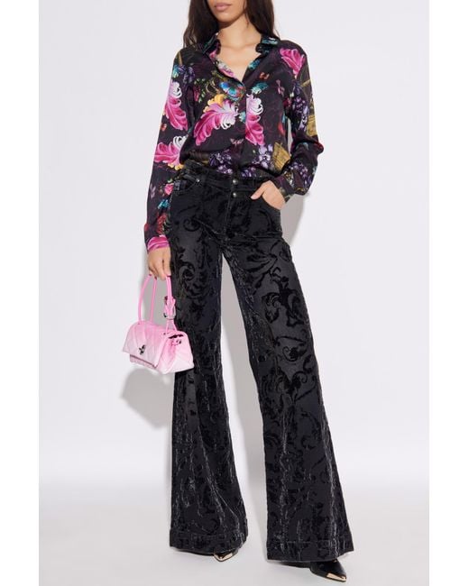 Versace Jeans Couture Black Jeans With A Velvet Pattern
