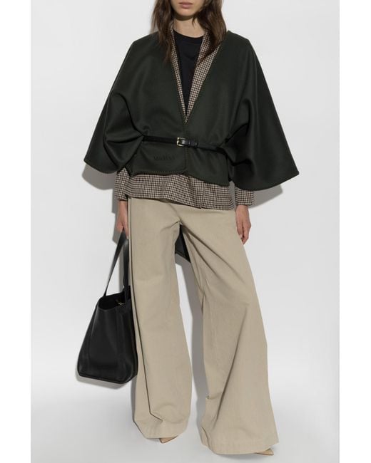 Max Mara Black Wool Poncho "Colomba"