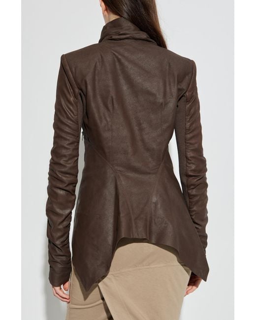 Rick Owens Brown Leather Jacket 'Naska'