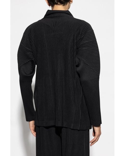 Homme Plissé Issey Miyake Black Pleated Zip-Up Sweater for men