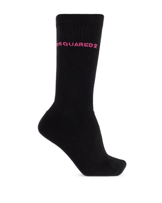 DSquared² Black Socks With Logo for men