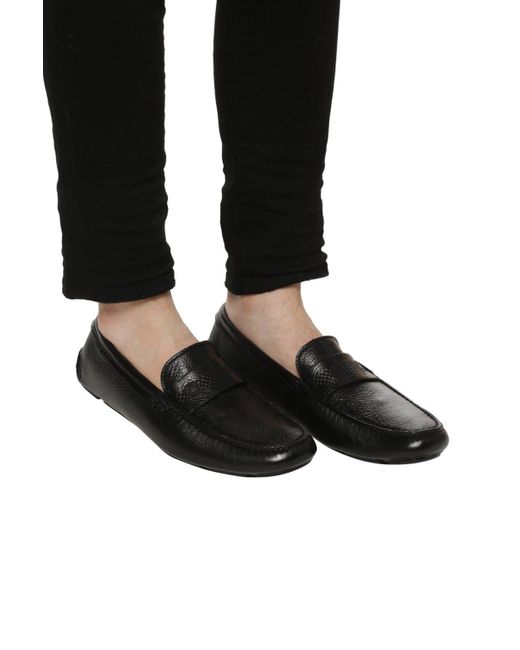 Giorgio Armani Leather Slip-on Shoes in Black for Men - Lyst