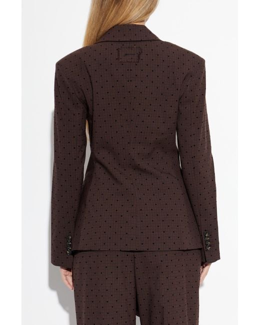 Ganni Brown Blazer With A Check Pattern