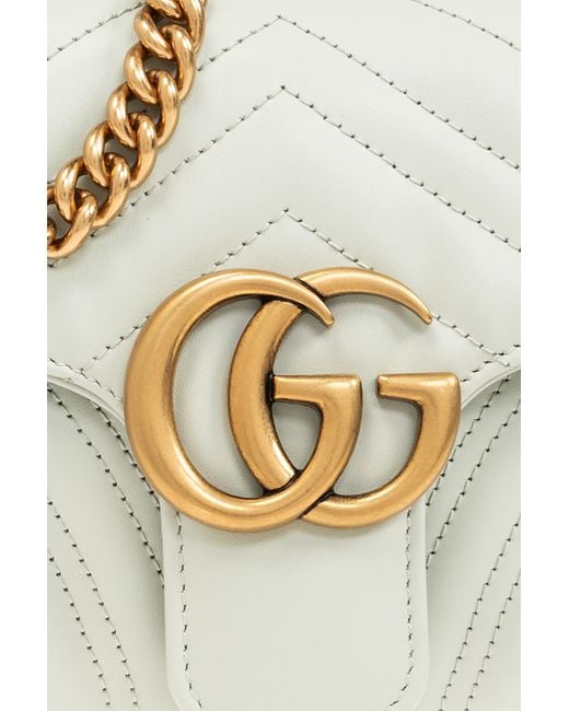 Gucci White 'GG Marmont Small' Quilted Shoulder Bag,