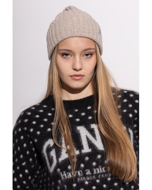 Ganni Natural Cap With Embroidered Logo