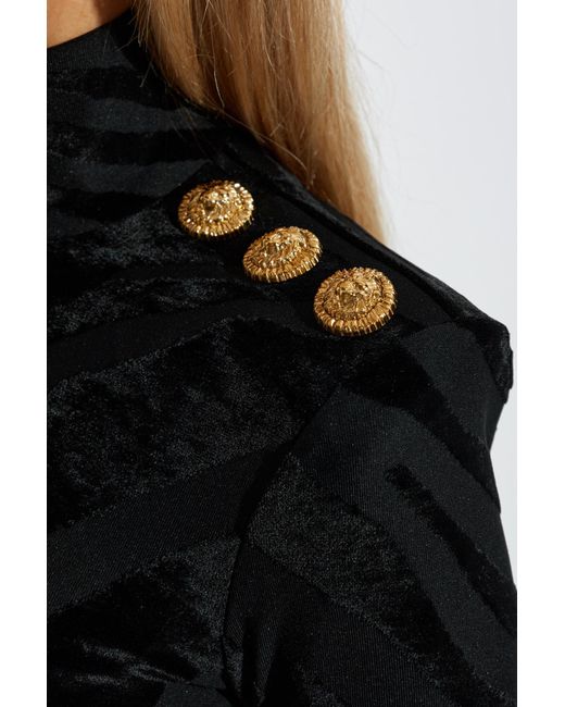 Balmain Black Top With A Stand-Up Collar