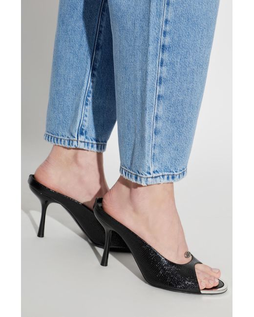 DIESEL Black Heeled Mules 'D-Diams'