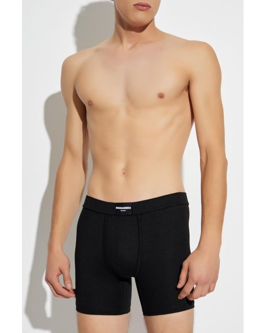 DSquared² Black Boxers With Logo Patch for men