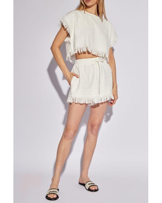 Zimmermann White Terry Cotton Cropped Top,