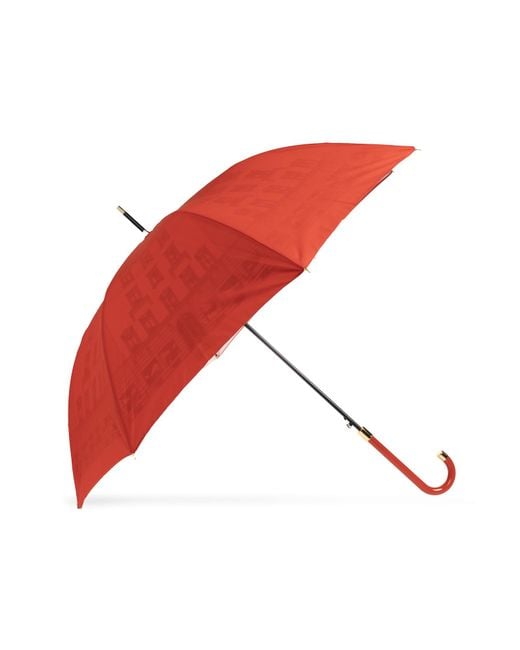 Moschino Red Parasol With Print