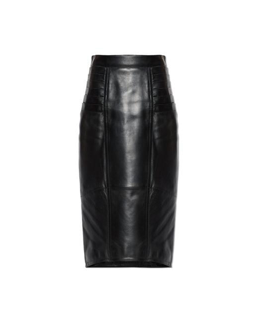 Versace Black Leather Skirt