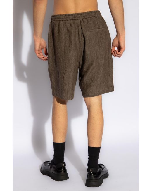 Emporio Armani Green Linen Shorts, for men