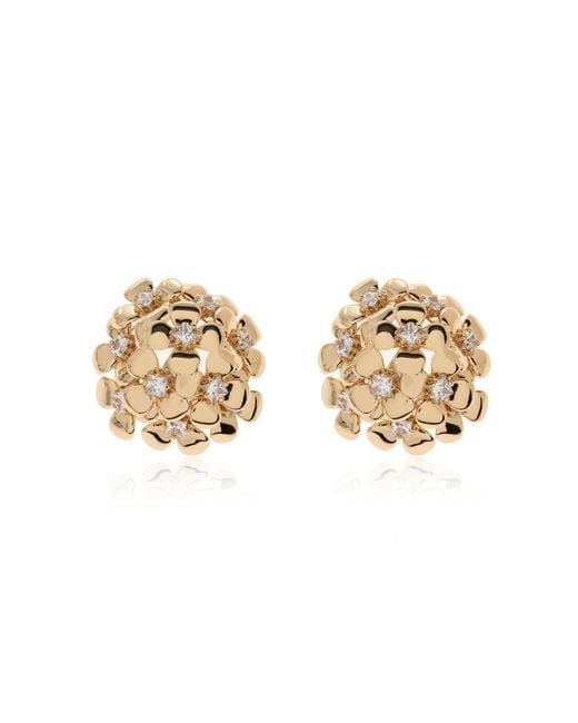 Self-Portrait Metallic Earrings With Floral Motif