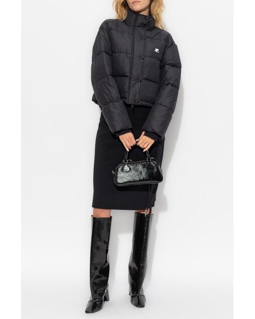 Courreges Black Insulated Jacket With Logo
