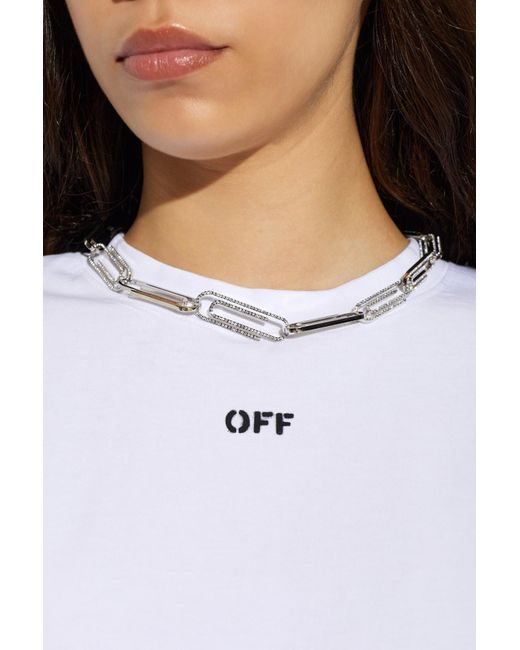 Off-White c/o Virgil Abloh White Short Necklace With Shimmering Crystals