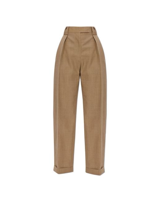 Versace Natural Wool Pleated Trousers