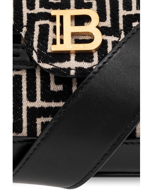 Balmain B-buzz 19 Monogram Fabric Bag in Black