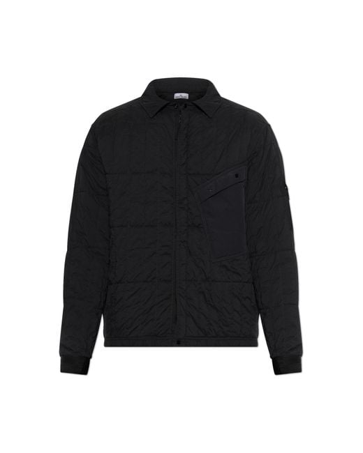 Stone Island Black Jacket With Logo Patch for men