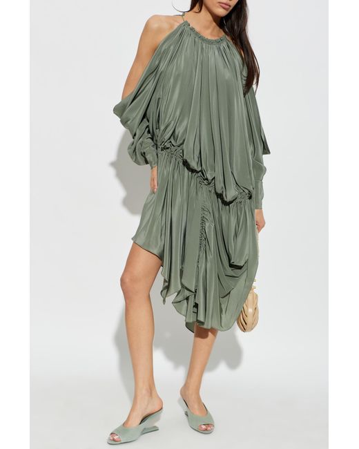 Balmain Green Sleeveless Silk Dress