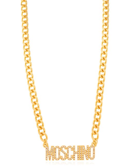 Moschino Metallic Necklace With Logo,