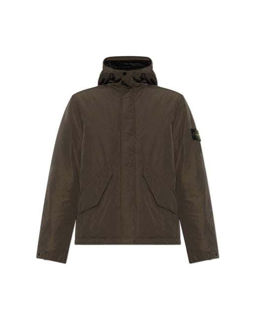 Stone Island Brown Insulated Jacket With Logo Patch for men