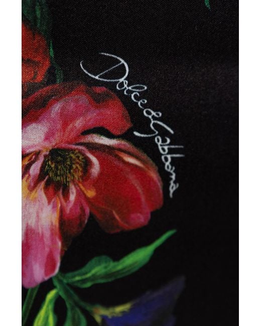Dolce & Gabbana White Satin Skirt With Floral Pattern