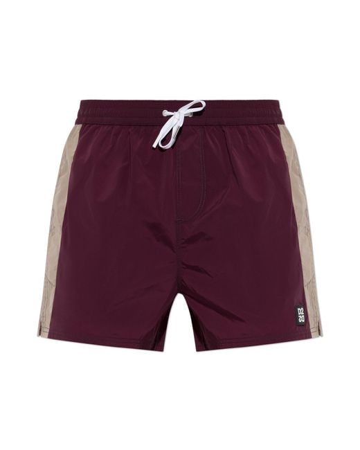 DSquared² Purple Swim Shorts With Logo for men