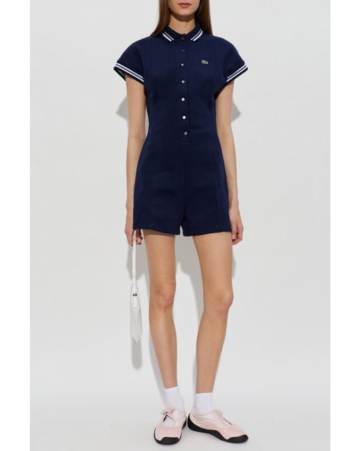 Lacoste Blue Jumpsuit With Logo Patch
