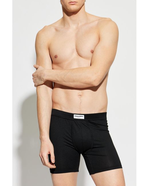 DSquared² Black Boxers With Logo for men