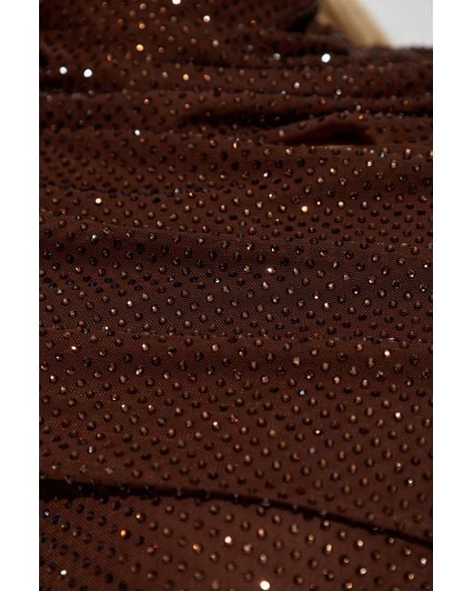 Self-Portrait Brown Top With Shimmering Appliqués