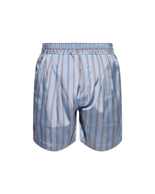 Tom Ford Blue Silk Shorts With Striped Pattern for men