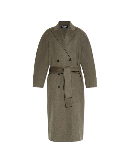 Jacquemus Green Wool Coat 'D'Homme Curvio'