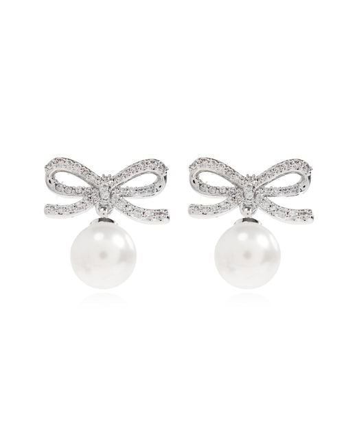 Self-Portrait Metallic Earrings With Shimmering Crystals