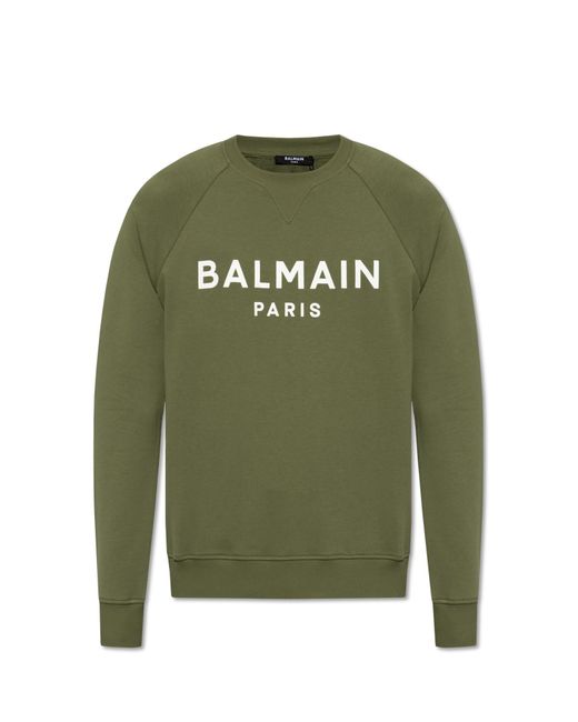 Balmain Green Sweatshirt With Logo for men