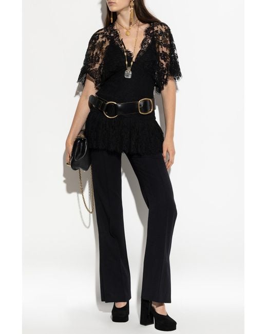 Chloé Black Wool Pleated Trousers