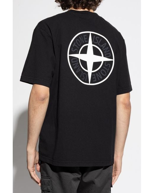 Stone Island Black T-Shirt With Logo for men