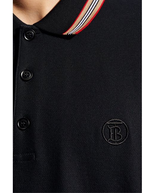 Burberry Black Polo Shirt With Logo, for men