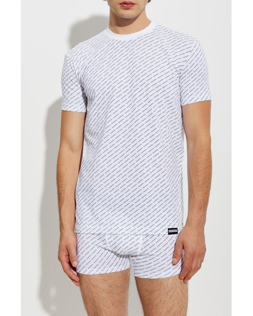 DSquared² White Set From The 'Underwear' Line: T-Shirt And Boxer Shorts for men