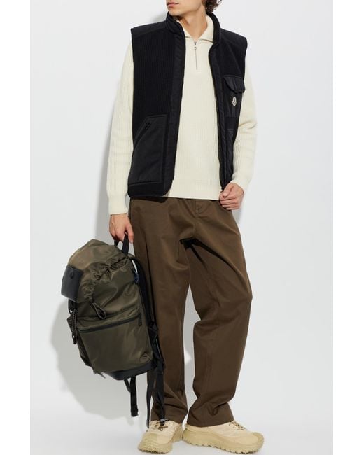 Moncler Brown Trousers With Logo Patch for men