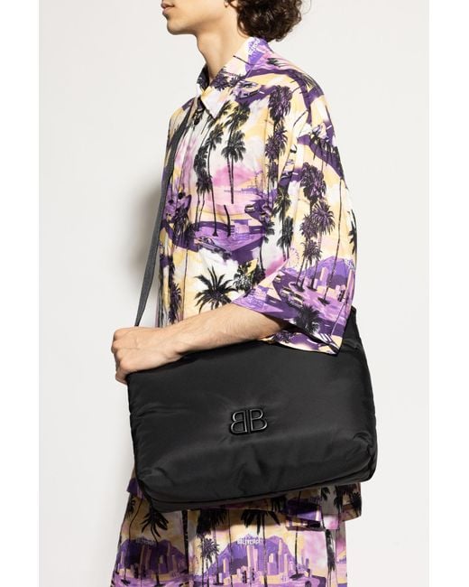 Balenciaga Black Shoulder Bag With A Logo-Shaped Appliqué for men