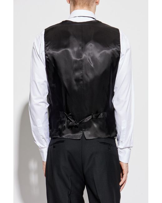 Dolce & Gabbana Black Wool Suit With Vest for men