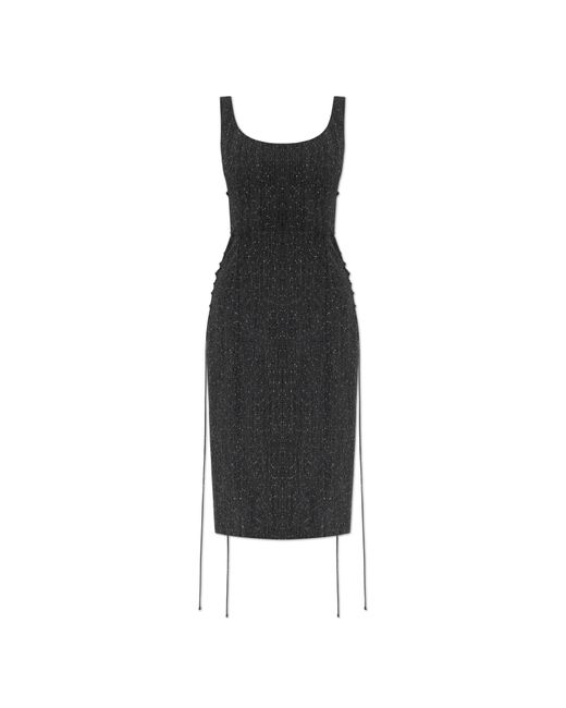 McQueen Black Wool Dress With Straps