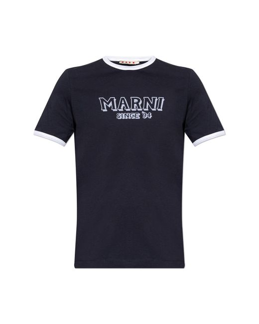 Marni Blue T-Shirt With Logo for men