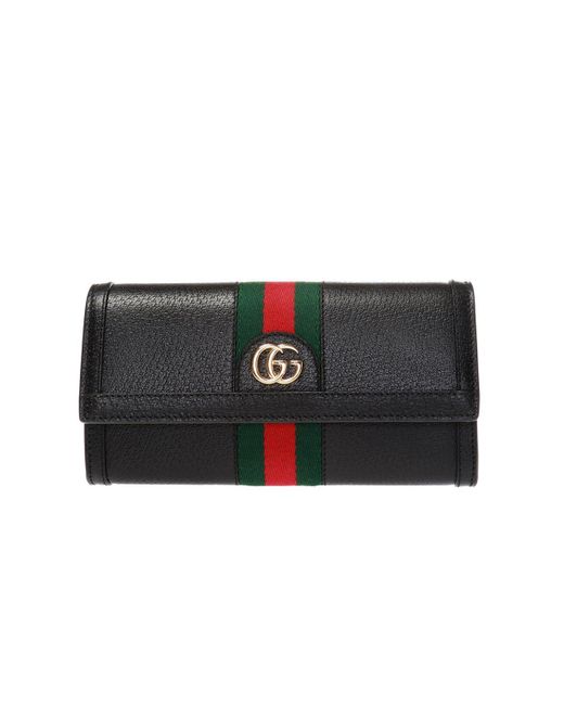 Gucci Black Wallet With Web Stripe
