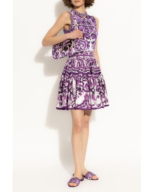 Dolce & Gabbana Purple Top With "Majolica" Print