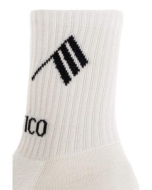 The Attico White Cotton Socks With Logo