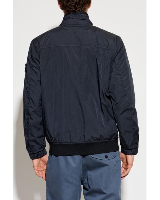 Stone Island Blue Jacket With Logo Patch for men