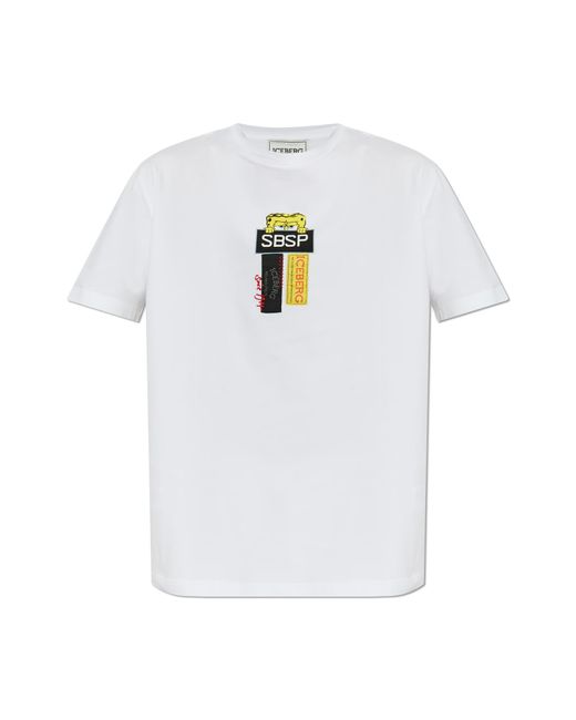 Iceberg White T-Shirt With Patches And Print for men